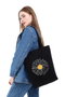 Zoozie Bags 1555 Bolso Tote de Algodón Negro 35 x 40 x 8 cm